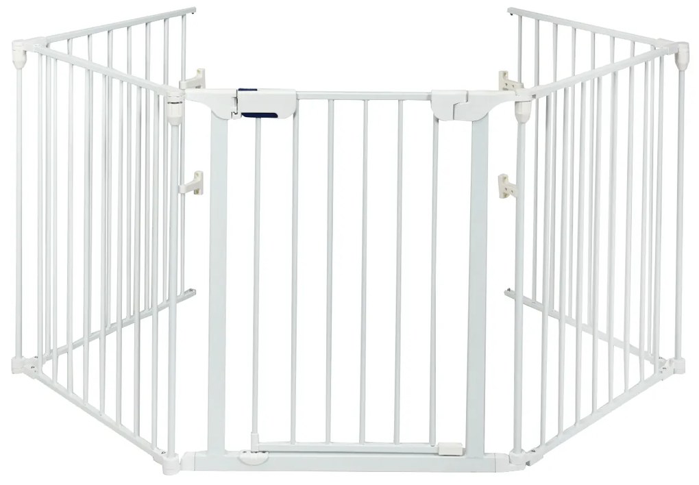 Cerca Barreira de Segurança Portão Metálico 5 em 1 Ajustável para Crianças com Porta para Lareira Animais 58 x 74 cm Branco