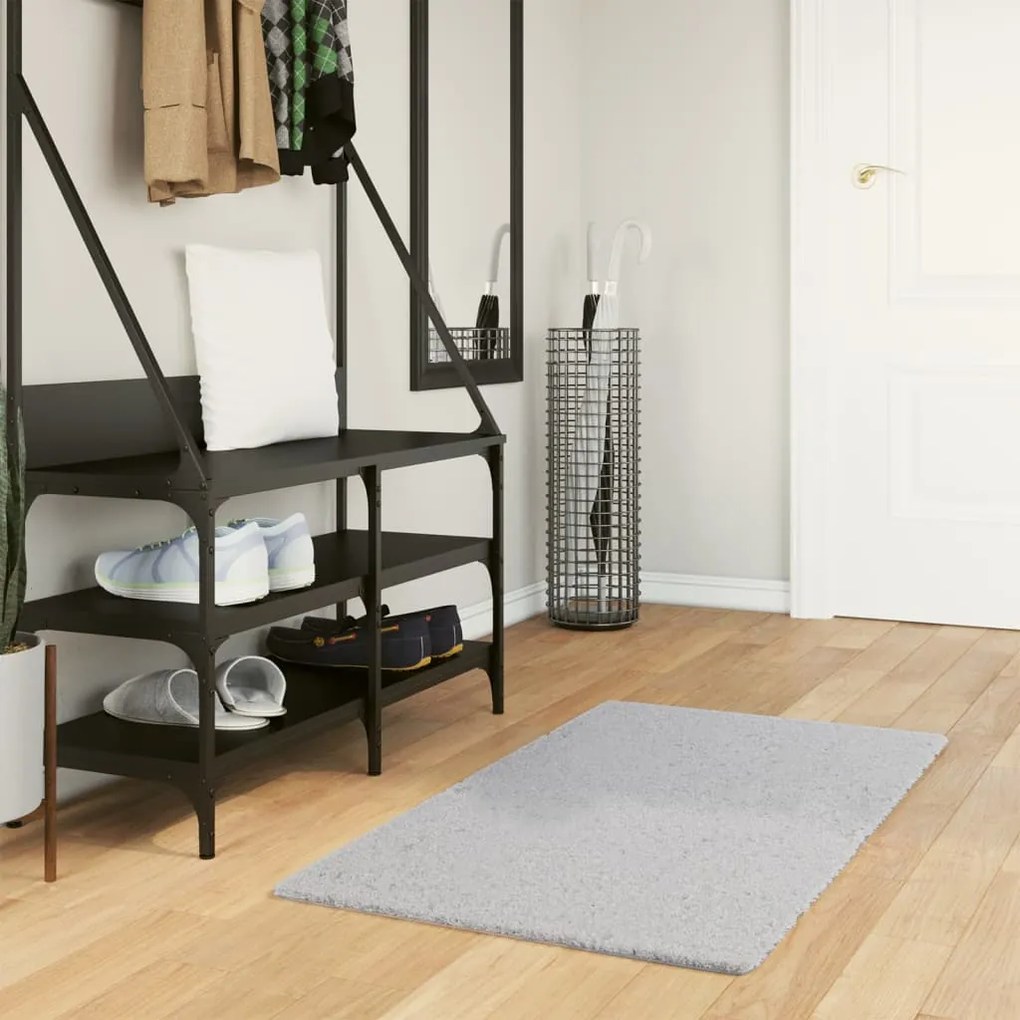 vidaXL Tapete pelo curto macio e lavável HUARTE 60x110 cm cinzento