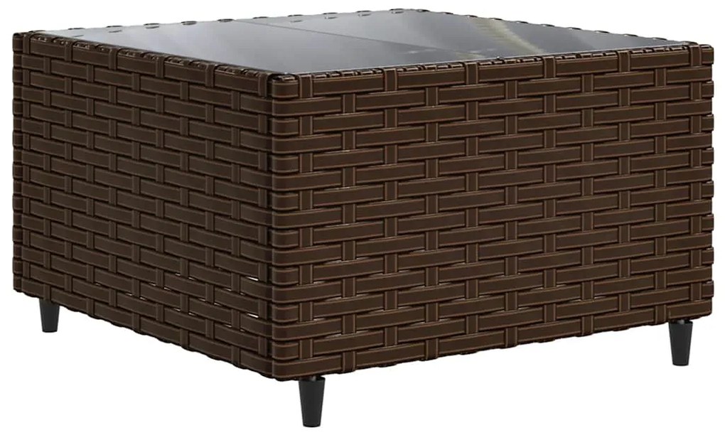 8 pcs conjunto lounge de jardim c/ almofadões vime PE castanho