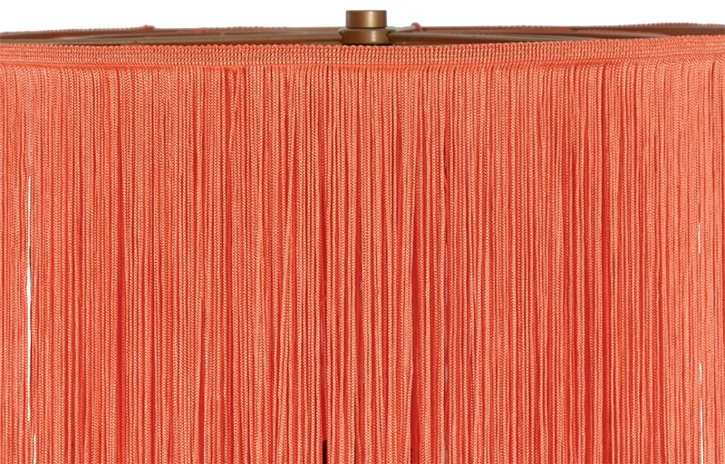 Candeeiro de pé oriental dourado com cúpula cor-de-rosa com franjas - Franxa Oriental