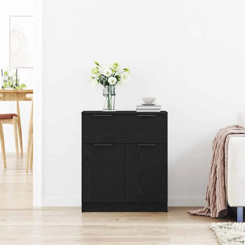 Buffet de Carvalho Preto vidaXL 60x30x70 cm em Madeira de Engenharia