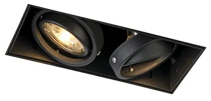 Foco embutido preto GU10 regulável inclinável e giratório sem moldura 2 luzes - Oneon Moderno