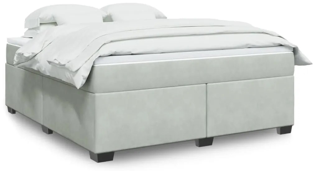 vidaXL Cama com molas/colchão 180x200 cm veludo cinzento-claro