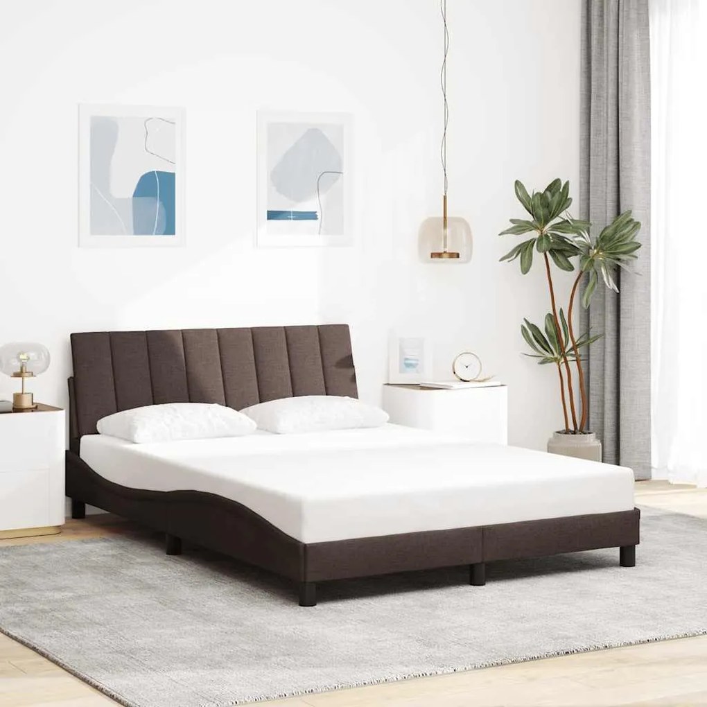 vidaXL Estrutura de cama sem colchão Hanko 120x200 cm tecido castanho-escuro