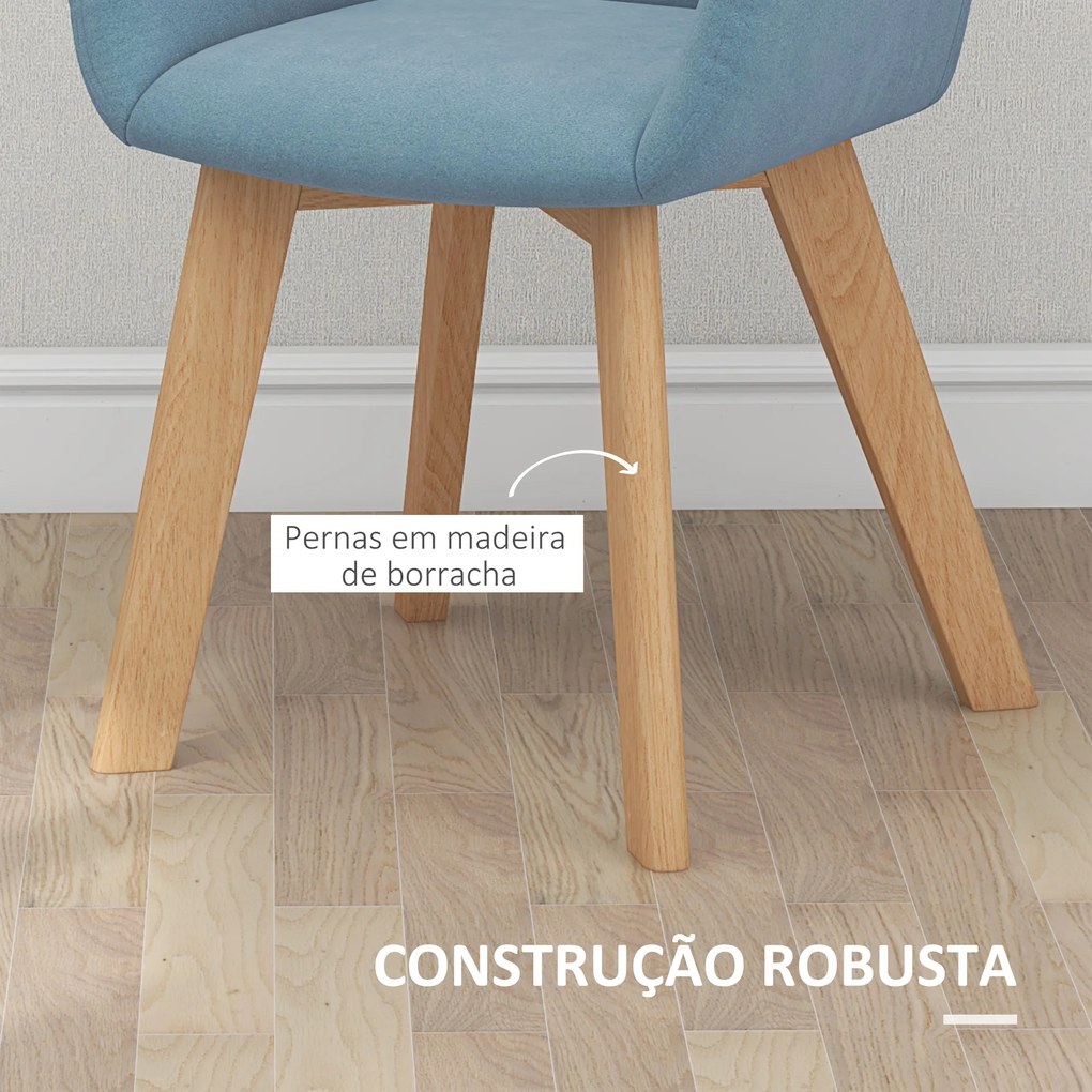 Conjunto de 2 Cadeiras de Sala de Jantar Modernas Estofadas em Veludo 54x57x80 cm Azul Claro