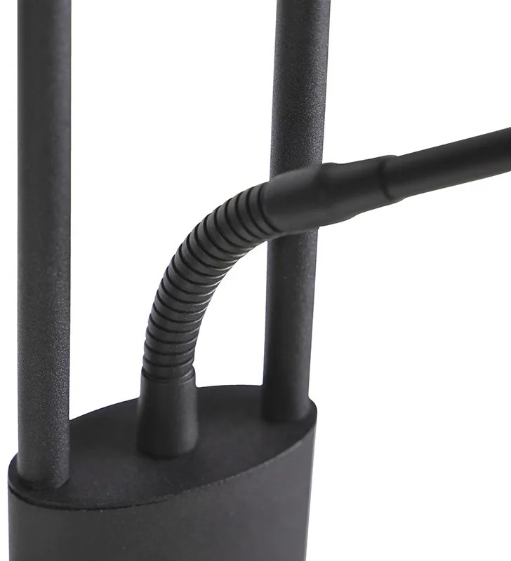 Candeeiro de pé moderno preto com braço de leitura LED - Ibiza Moderno