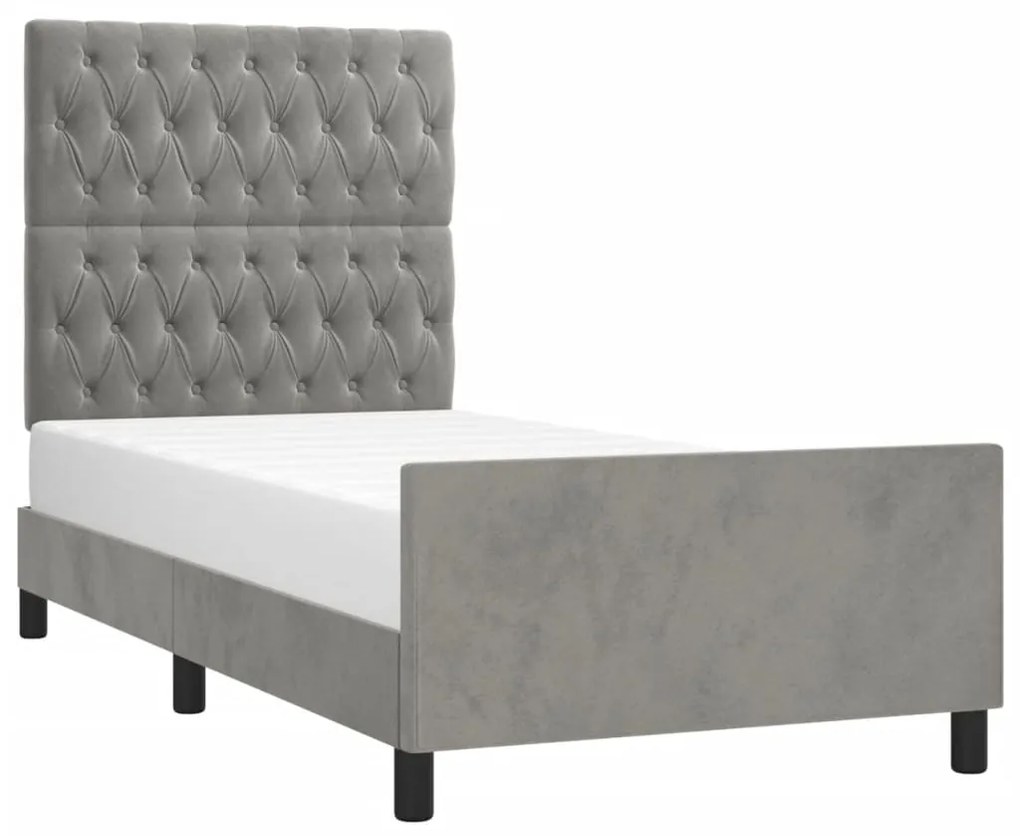 Estrutura de cama sem colchão 90x200 cm veludo cinzento-claro