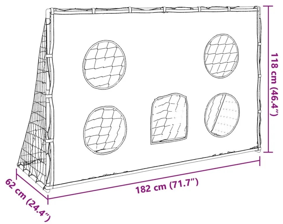 Baliza de futebol infantil com alvos e bola 182x62x118 cm