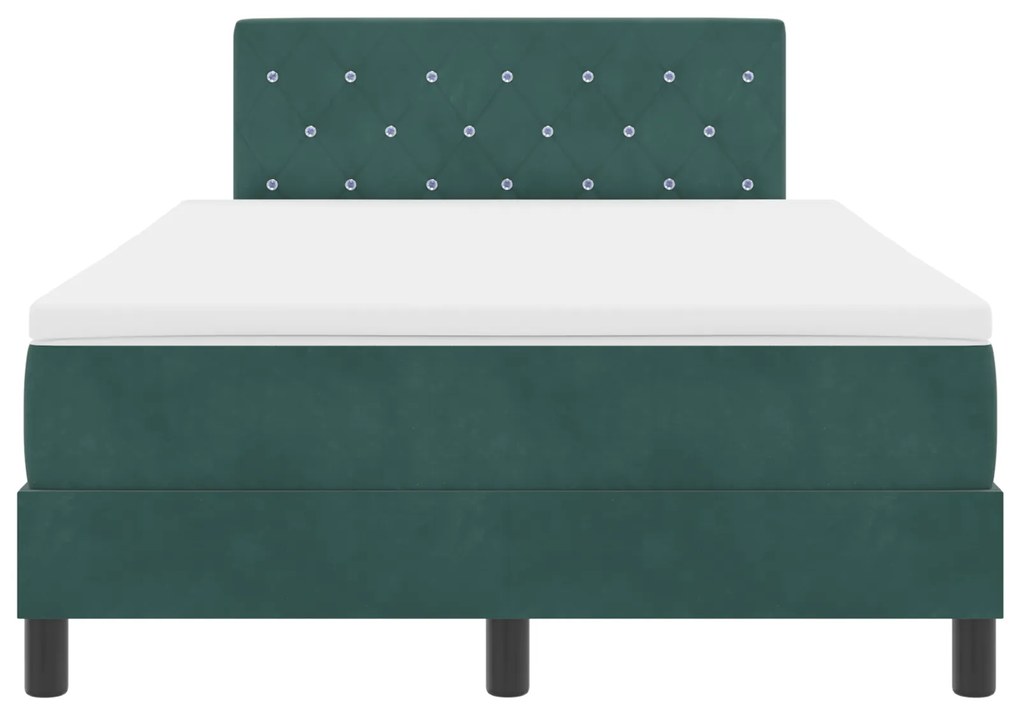 Cama Box Spring vidaXL com Colchão Verde Escuro 120x200 cm Veludo