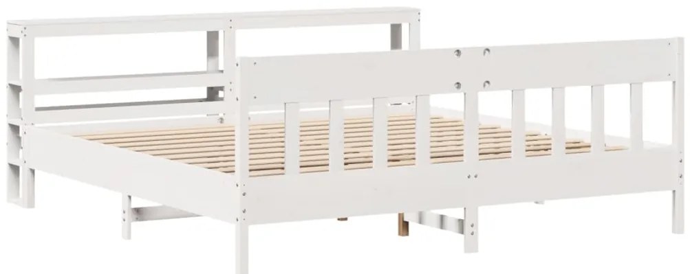 Cama sem colchão 180x200 cm madeira de pinho maciça branco