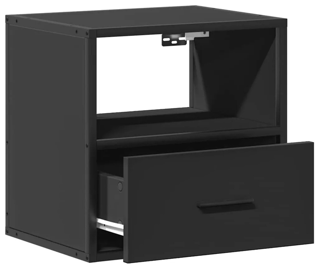 Mesa de cabeceira de parede 40x31x39,5 cm preto