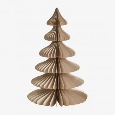 Árvore De Natal Em Papel Navira ↑45 Cm & Linho Bege Com Borda Dourada - Sklum