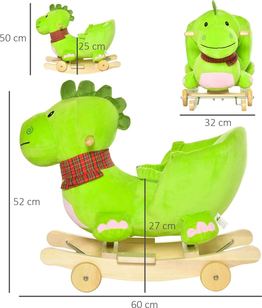 Cavalo de balanço para crianças acima de 18 meses de madeira com rodas