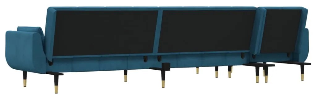 Sofá-cama em forma de L 275x140x70 cm veludo azul