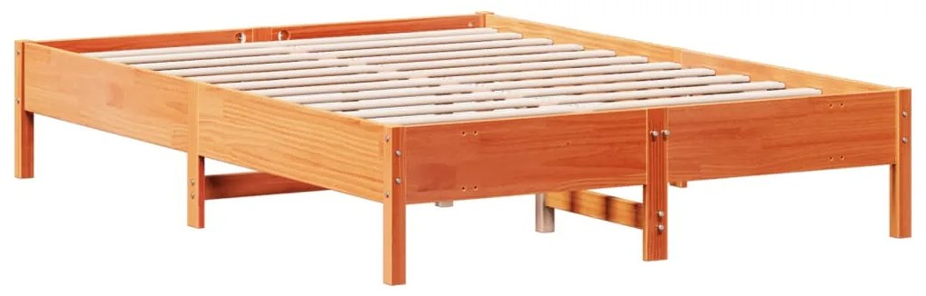 Cama sem colchão 160x200 cm madeira pinho maciço castanho-mel