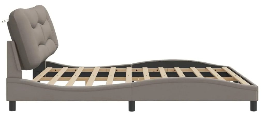 Cama sem colchão 200x200 cm tecido cinzento-acastanhado