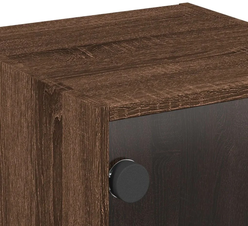 Mesa de cabeceira c/ porta vidro 35x37x35 cm carvalho castanho