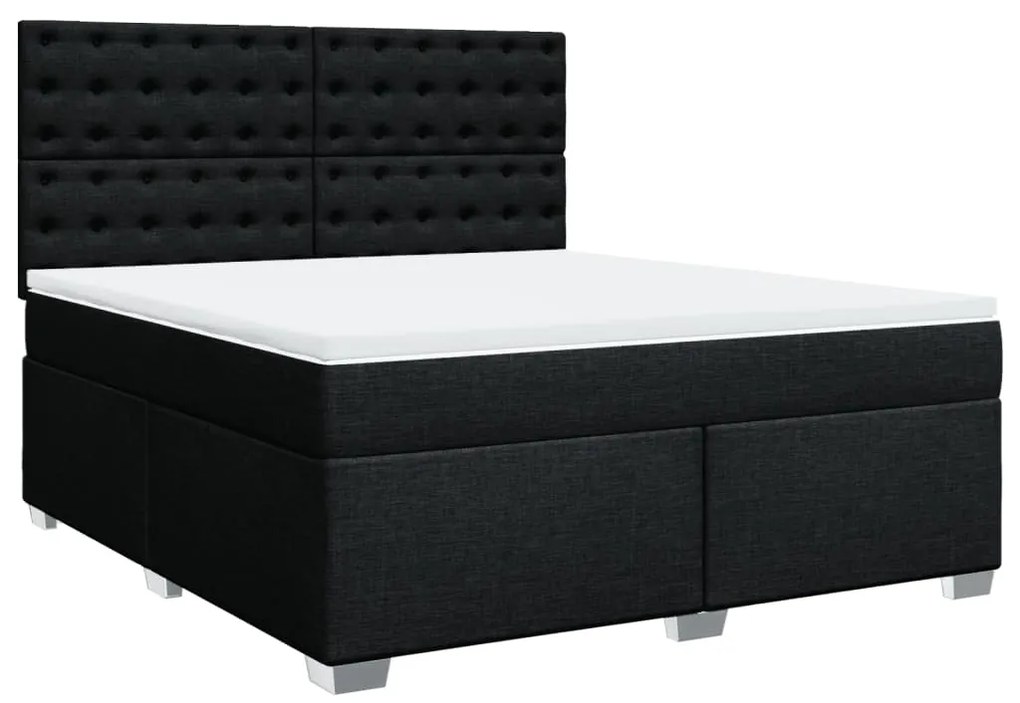 Cama com molas/colchão 180x200 cm tecido preto