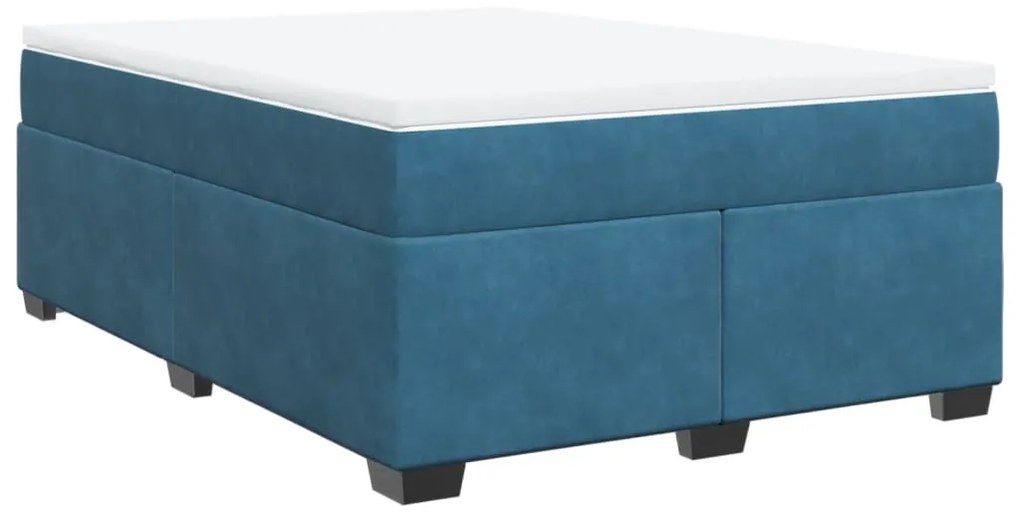 Cama com molas/colchão 140x200 cm veludo azul-escuro