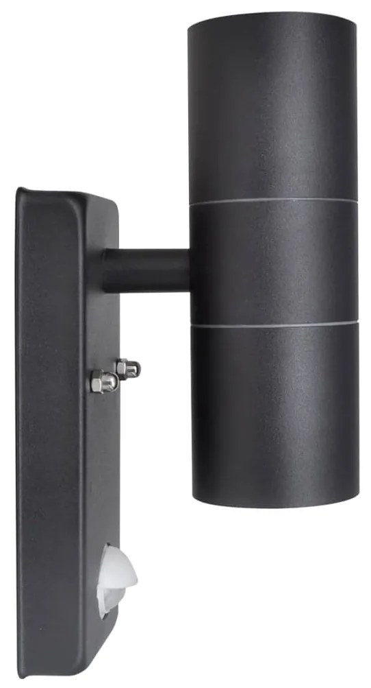 41097 Candeeiro LED de parede forma cilindro com sensor aço preto