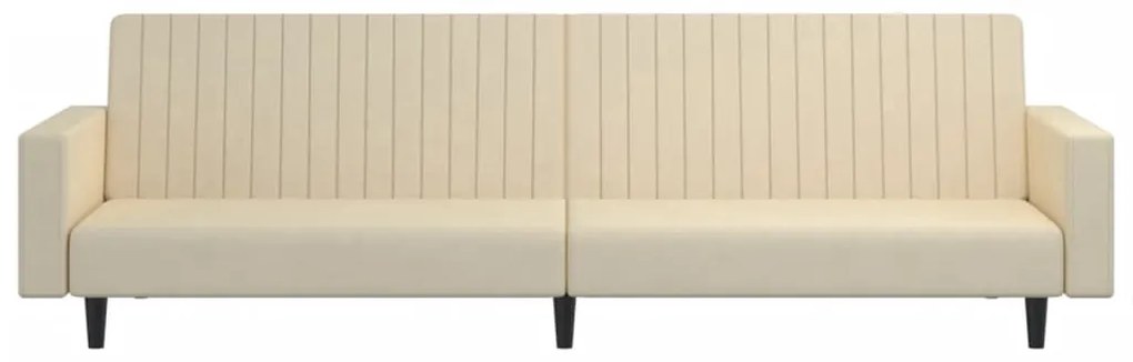 Sofá-cama de 2 lugares veludo cor creme