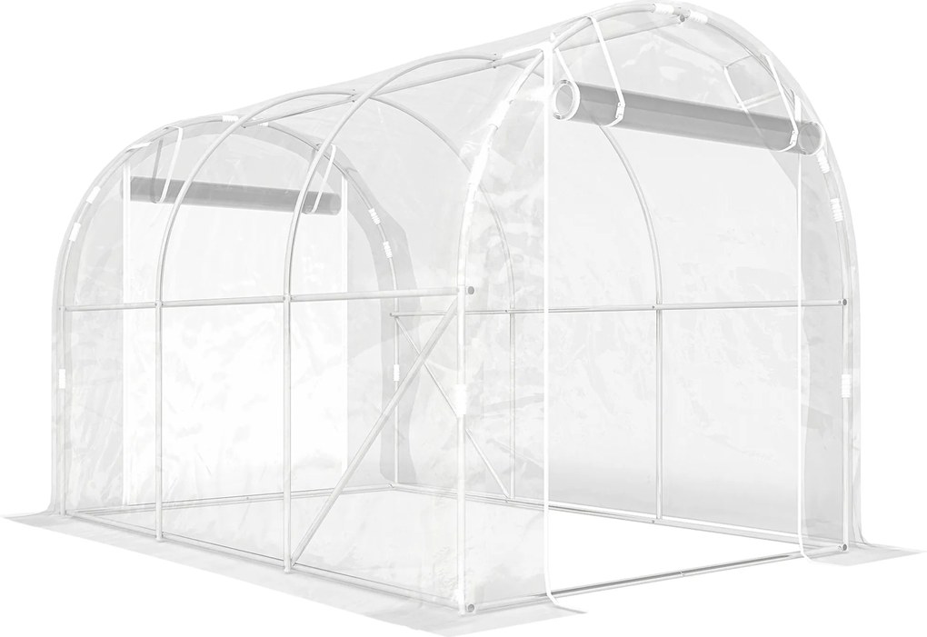 Estufa tipo Túnel 195x295x195 cm com 2 Portas Enroláveis Estrutura de Aço Galvanizado e Cobertura em PE 150g/m² Transparente