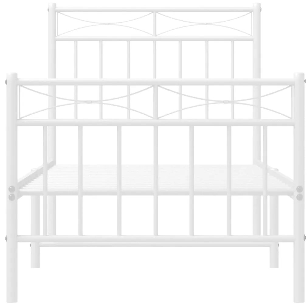 Estrutura de cama com cabeceira e pés 80x200 cm metal branco