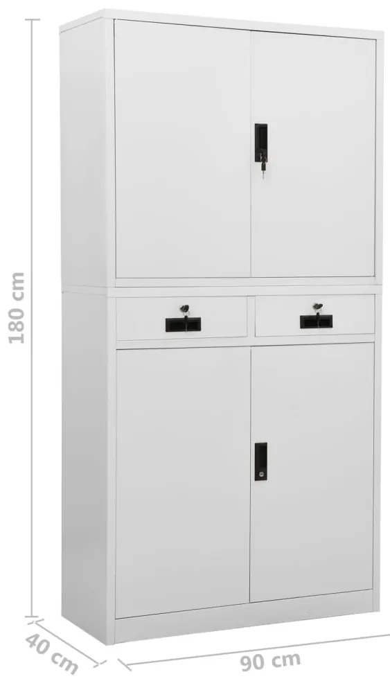 Armário de escritório 90x40x180 cm aço cinzento-claro