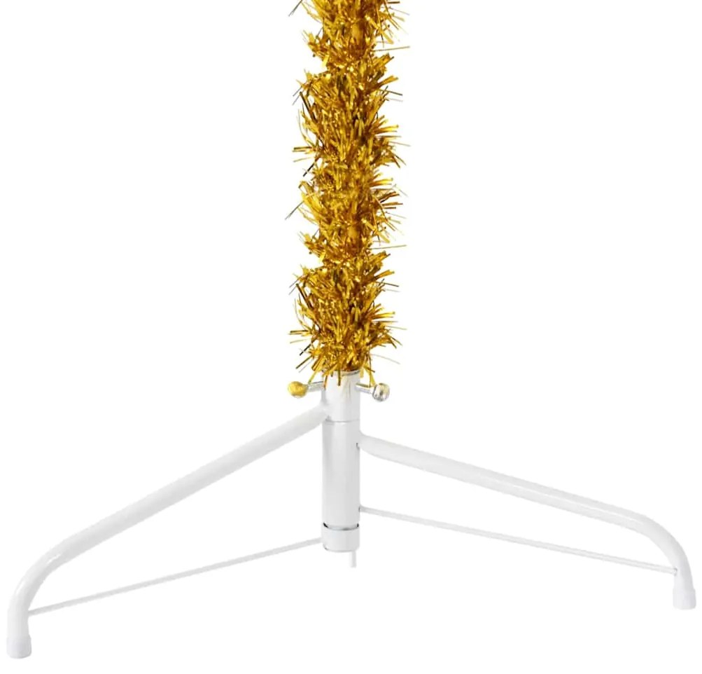 Meia árvore de Natal fina com suporte 240 cm dourado