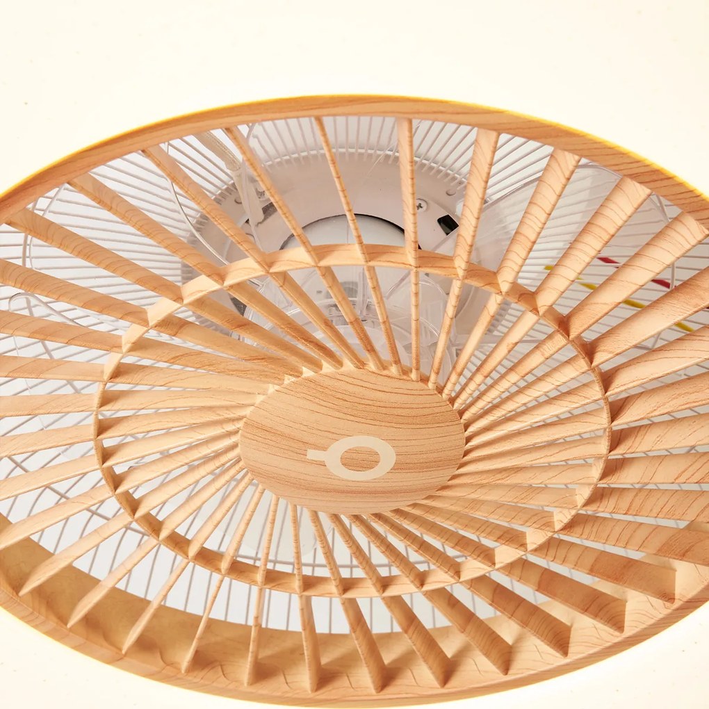 Ventilador de teto com impressão de madeira e efeito estrela 60cm incl. LED regulável com controle remoto - Climo