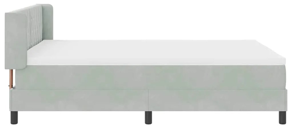 Cama box com colchão vidaXL Cinza claro 160x200 cm Veludo