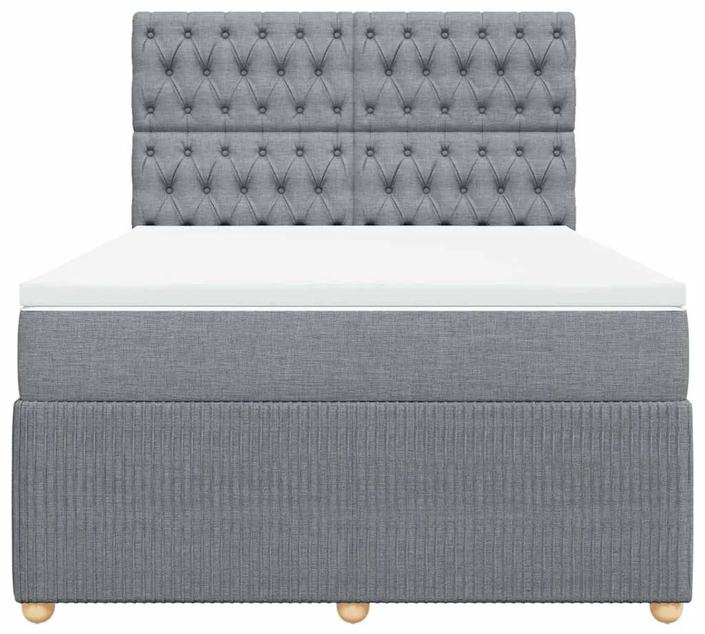 Cama com molas/colchão 140x190 cm tecido cinzento-claro