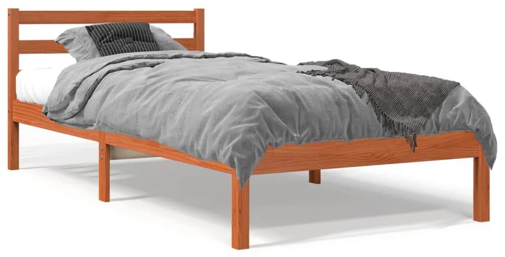 vidaXL Cama sem colchão 100x200 cm pinho maciço castanho-mel