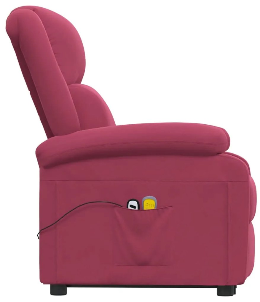 Poltrona elevatória de massagens veludo vermelho tinto