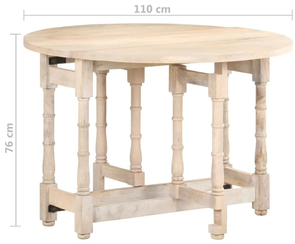 Mesa de jantar redonda 110x76 cm madeira de mangueira maciça