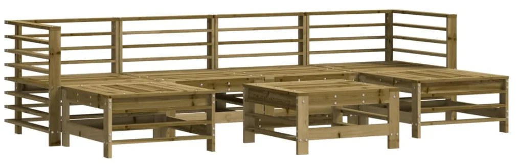 7 pcs conjunto lounge de jardim c/ almofadões pinho impregnado