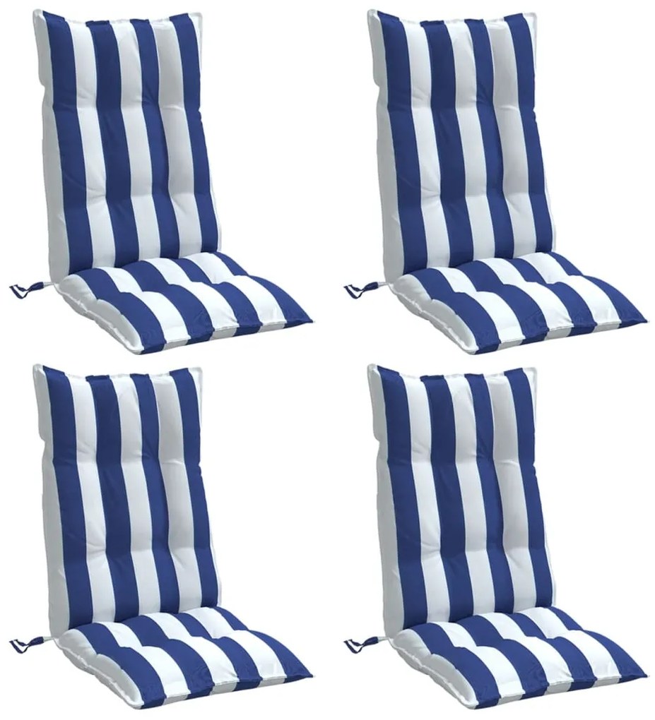 Almofadões cadeira encosto alto 4 pcs tecido oxford azul/branco