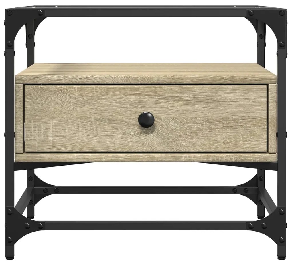Mesa de centro c/topo de vidro 50x50x45cm carvalho sonoma aço