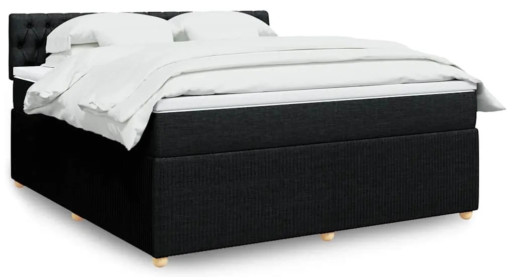 vidaXL Cama com molas/colchão 180x200 cm tecido preto