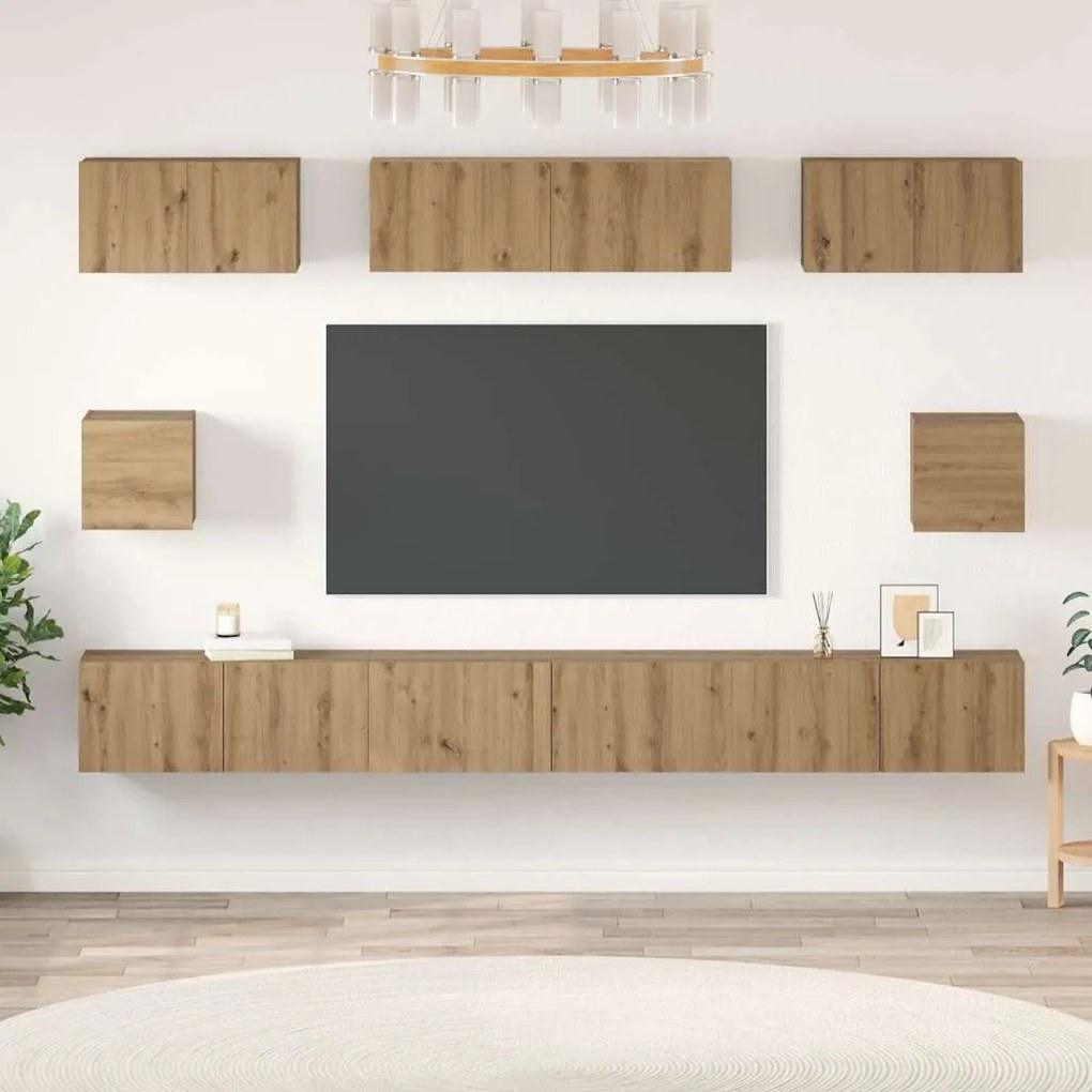 vidaXL Conjunto de Estantes para TV 8 pcs carvalho artisiano