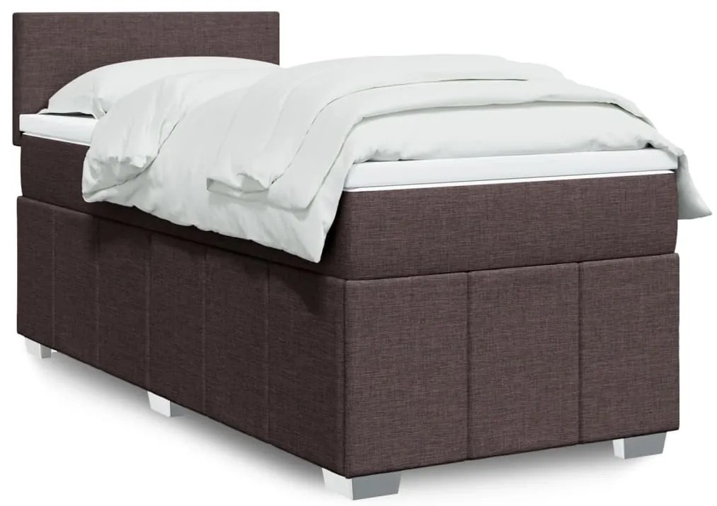 Cama com molas/colchão 80x200 cm tecido castanho-escuro