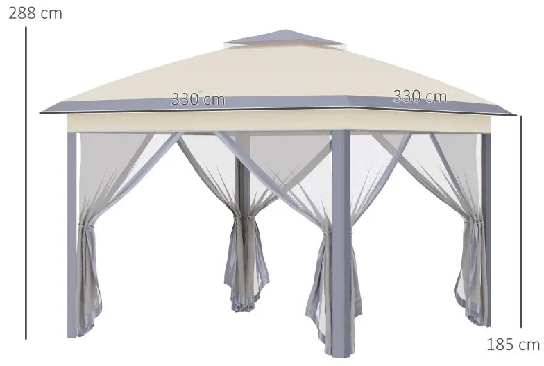 Tenda Dobrável Pop Up com Altura Ajustável – 3x3m – Bege