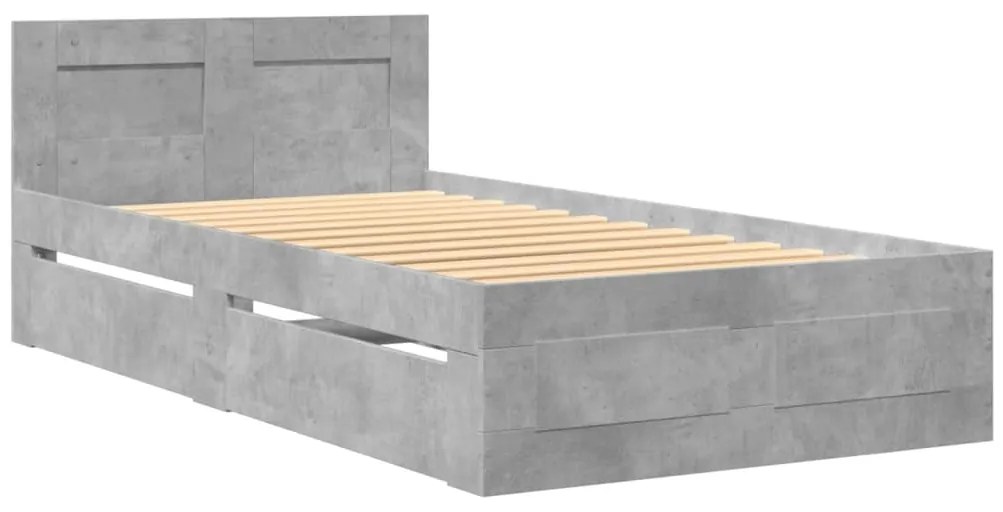 Estrutura de cama c/ cabeceira derivados madeira cinza-cimento