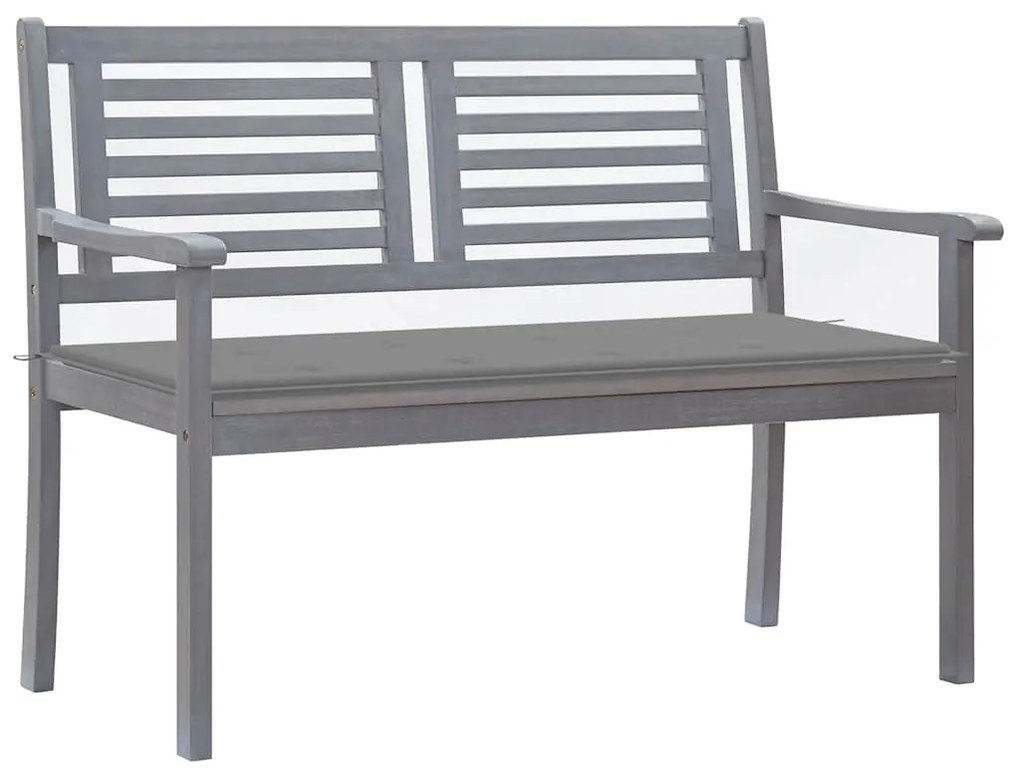 vidaXL Banco de jardim 2 lugares c/ almofadão 120 cm eucalipto cinza