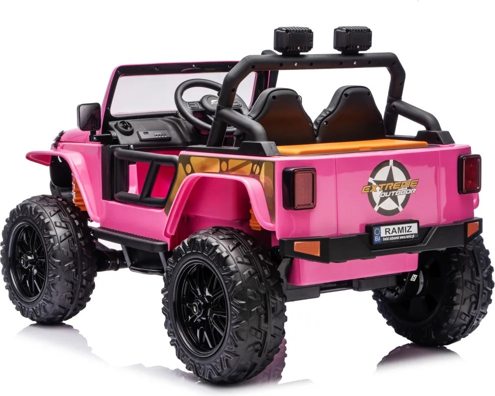 Jipe elétrico para Crianças 24V 4x4 Jeep Monster Rodas de espuma EVA, assento Couro ecológico Rosa