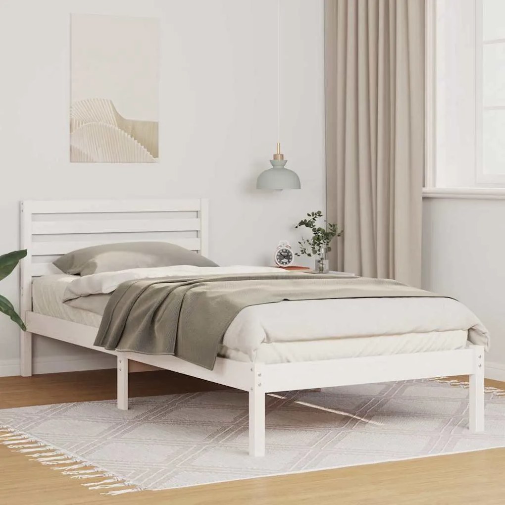 vidaXL Estrutura da Cama Branco 80 x 210 cm Madeira de Pinheiro Sólida