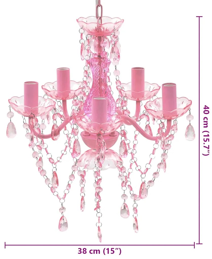 Lustre rosa com 5 bulbos