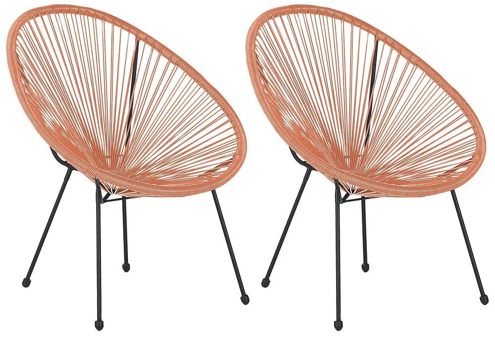 Conjunto de 2 cadeiras de jardim em rattan laranja ACAPULCO II Beliani