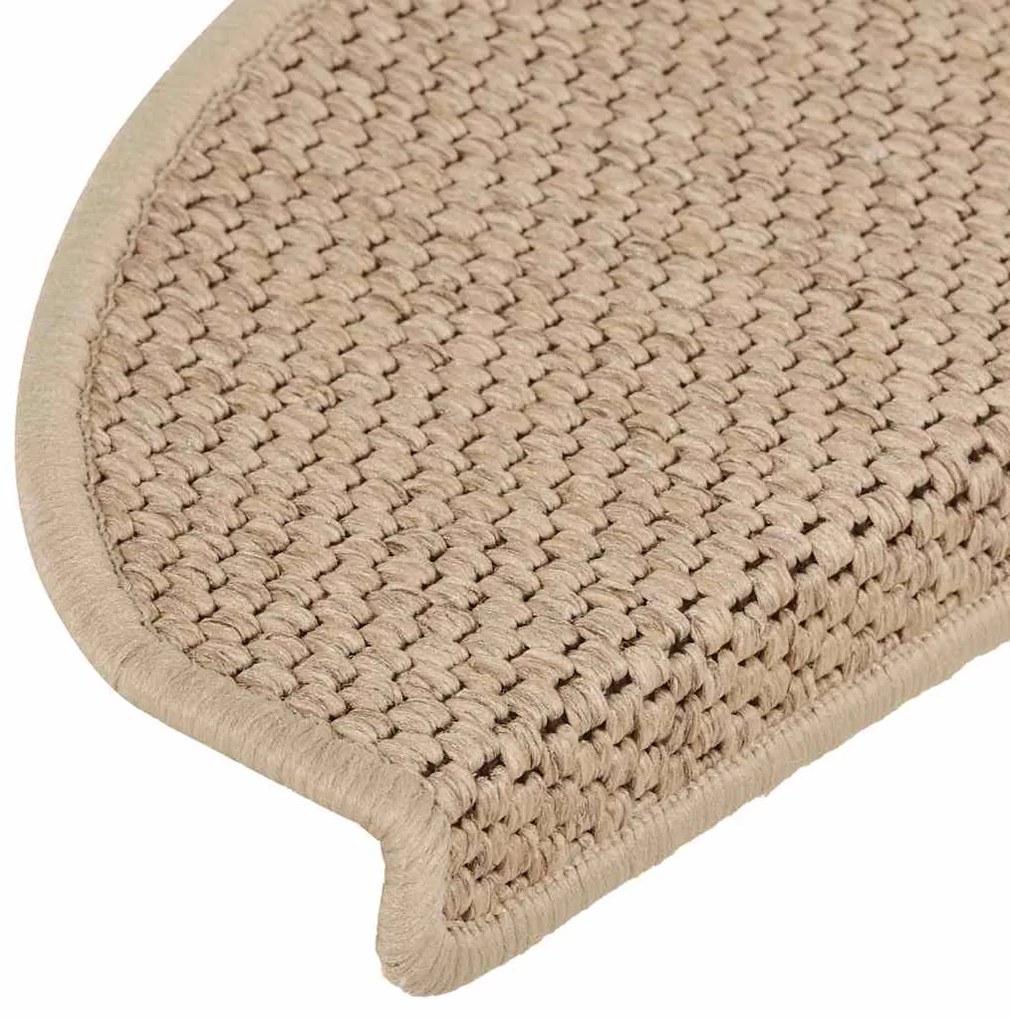 Tapetes escada adesivos aspeto sisal 15pcs 65x21x4cm cor areia