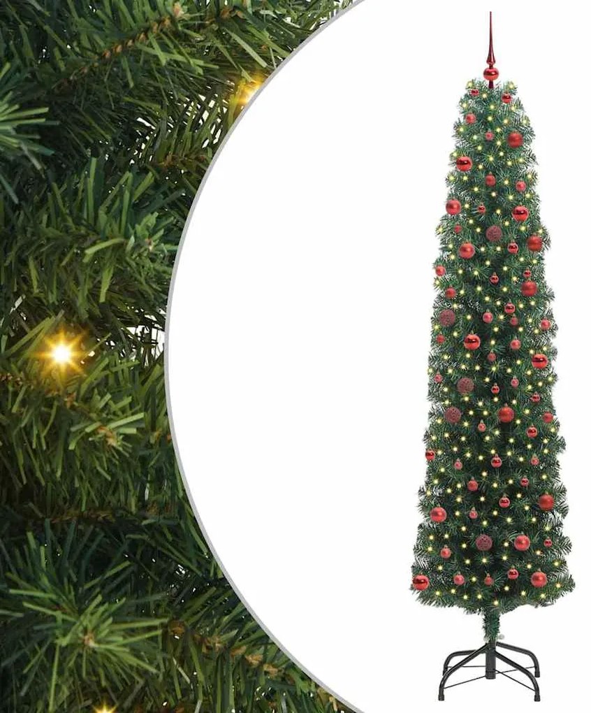 vidaXL Árvore de Natal Artificial Verde 210 cm PVC e Aço e Plástico